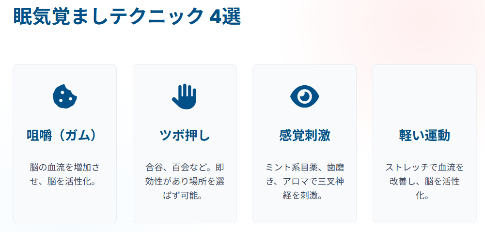 飲み物以外で眠気を覚ます方法 飲み物以外の眠気覚ましテクニック