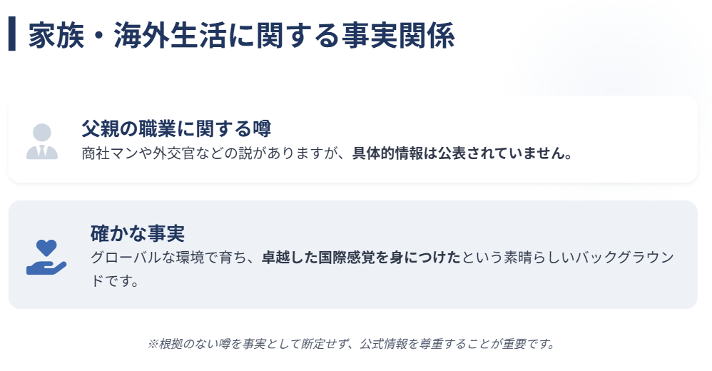 荒井理咲子　父親の職業や海外生活に関する噂