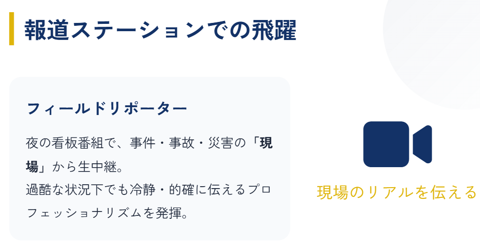 荒井理咲子　報道ステーションのフィールド取材