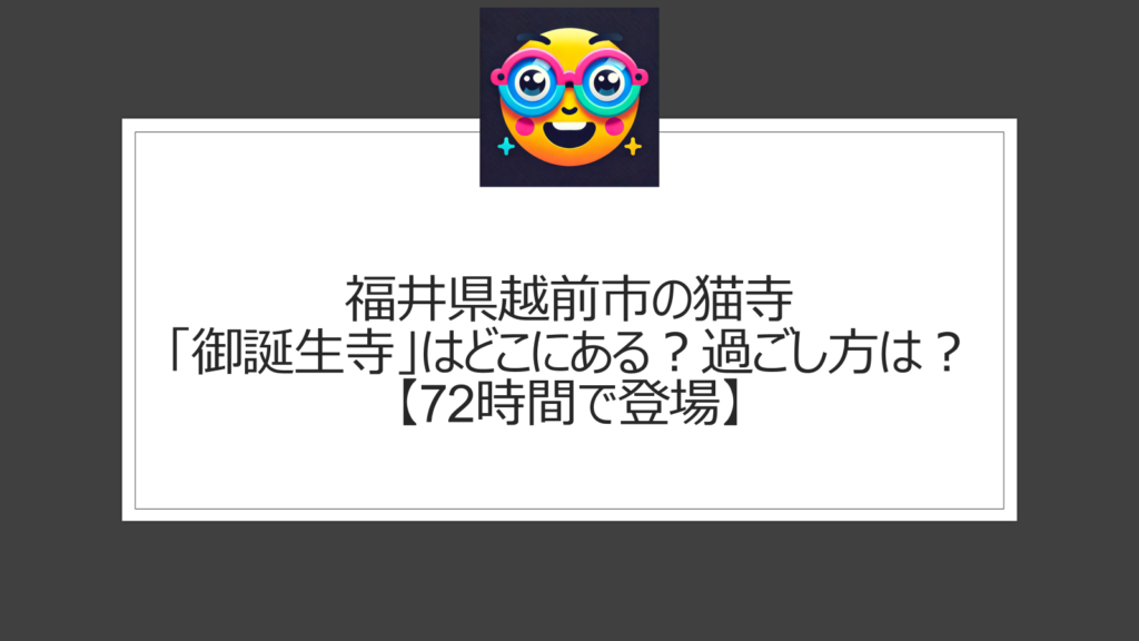 福井県越前市の猫寺はどこにある？72時間で登場の「御誕生寺」