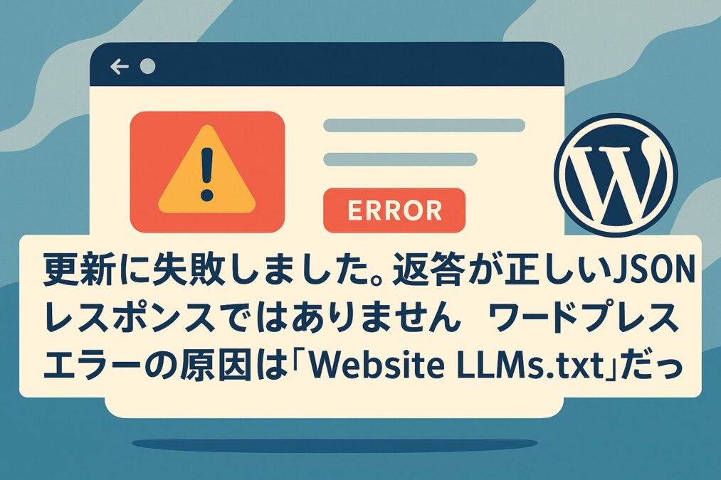 更新に失敗しました。返答が正しいJSONレスポンスではありません|ワードプレスエラーの原因は「Website LLMs.txt」だった