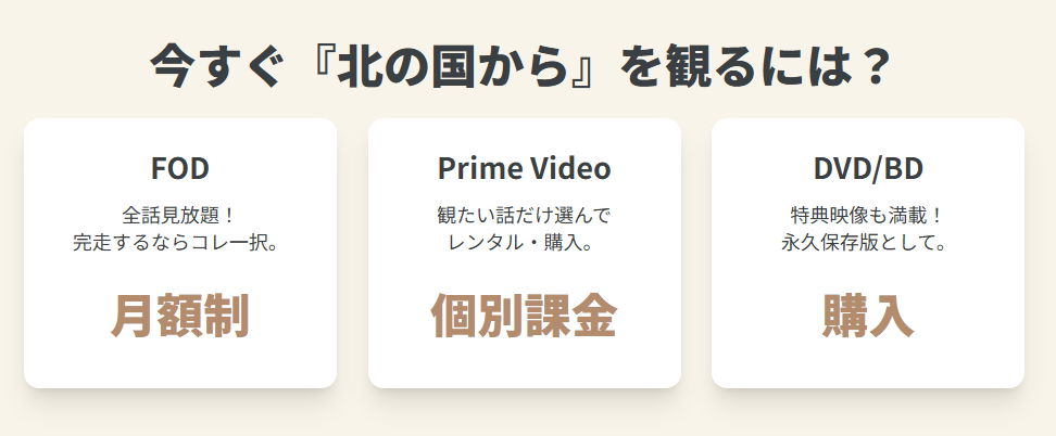 北の国からを見るにはどうしたらいい？DVDやFODの選択肢