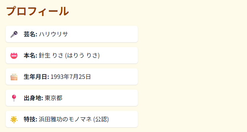 ハリウリサ 本名やプロフィールの基本情報