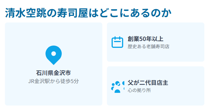 清水空跳の寿司屋はどこにあるのか