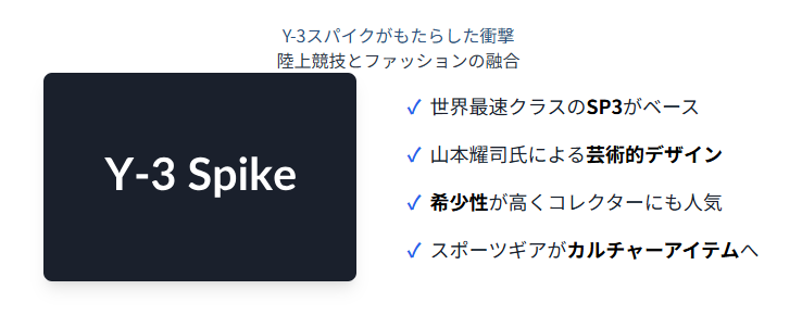 Y3のスパイクが陸上競技にもたらした影響