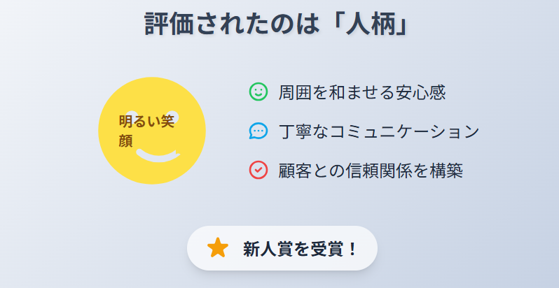 技森尾ちか子 術力に加えて評価された人柄と新人賞の受賞