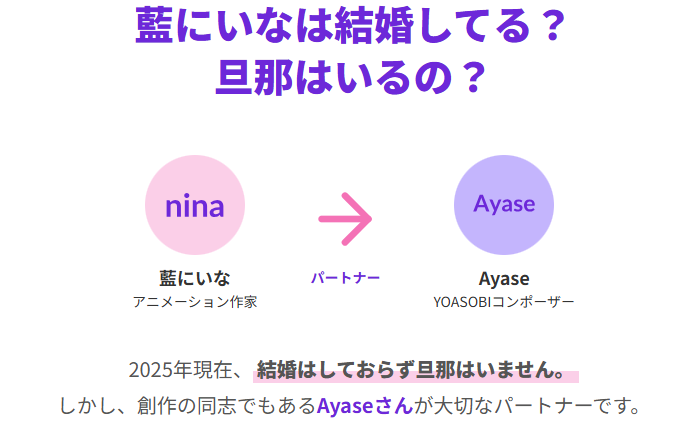 藍にいなに旦那はいるの?Ayaseとの関係と結婚・独身の真相