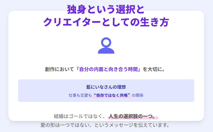 藍にいな 独身という選択とクリエイターとしての生き方