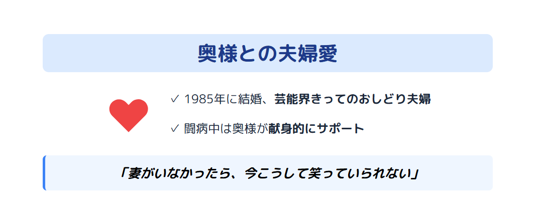 小堺一機 奥さんとの夫婦愛と支え合いのエピソード