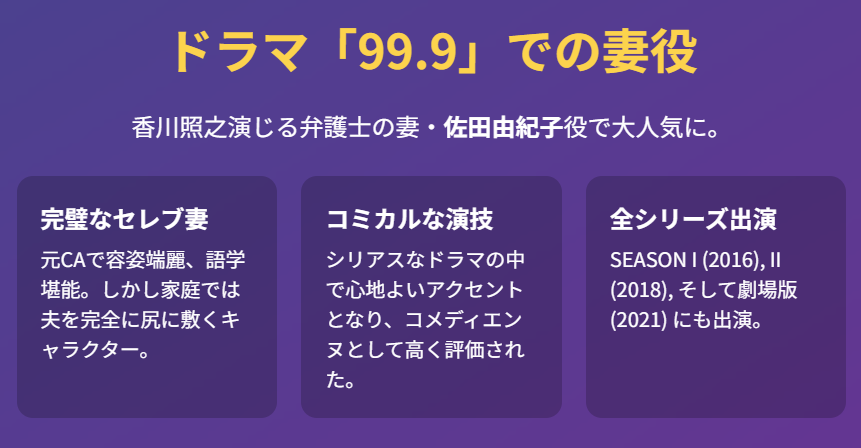 映美くらら ドラマ99.9での妻役が話題に
