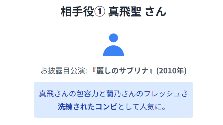 蘭乃はなの歴代相手役は?1人目:真飛聖さん