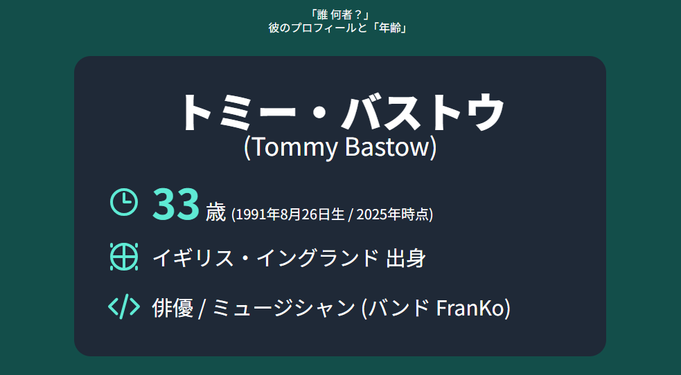 トミーバストウ 「誰 何者?」彼のプロフィールと「年齢」
