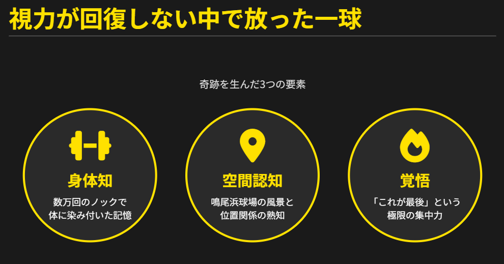 横田慎太郎 視力が回復しない中で放った一球