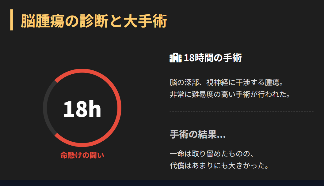 横田慎太郎　手術後の視界と視力喪失の恐怖