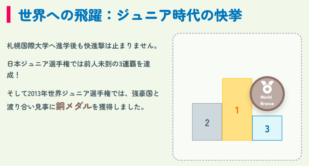 札幌国際大学での世界ジュニア銅メダル獲得の軌跡