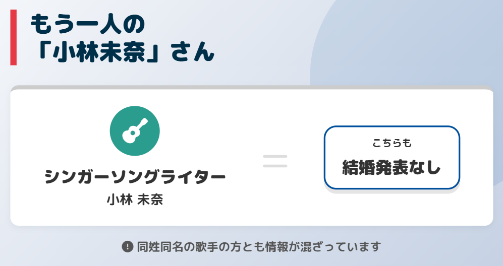 シンガーソングライター小林未奈との違い
