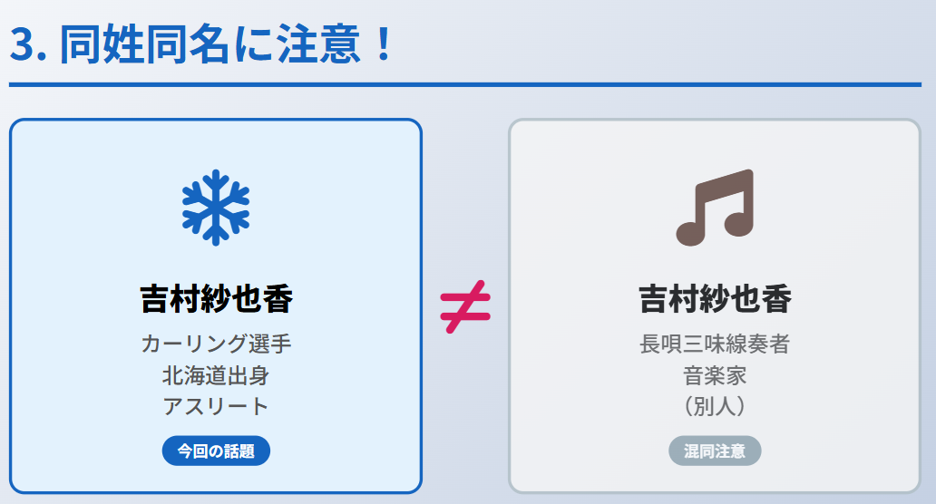 吉村紗也香 同姓同名の三味線奏者は別人
