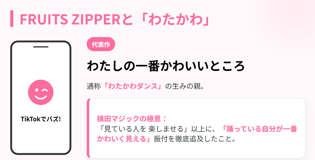 槙田紗子が振付したFRUITS ZIPPER