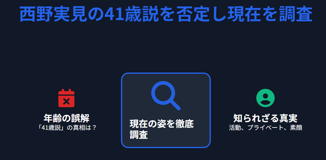 西野実見の41歳説を否定し現在を調査