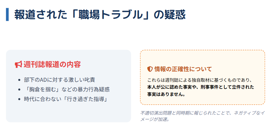 職場でのパワハラや暴力疑惑の報道内容