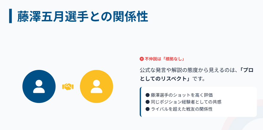 市川美余　藤澤五月選手との関係性