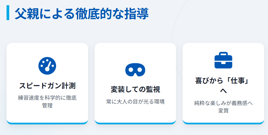 アリサリウ 父親による徹底的な指導と管理