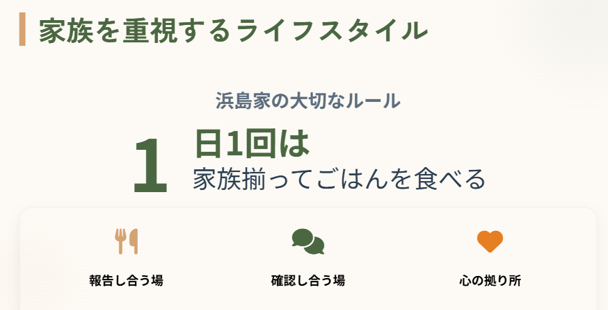 浜島直子　家族を重視するライフスタイル