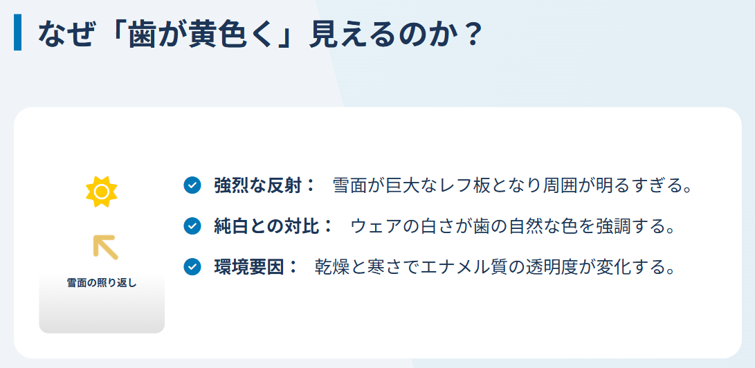 丸山希　雪上競技特有の「歯が黄色に見える」映像のメカニズム