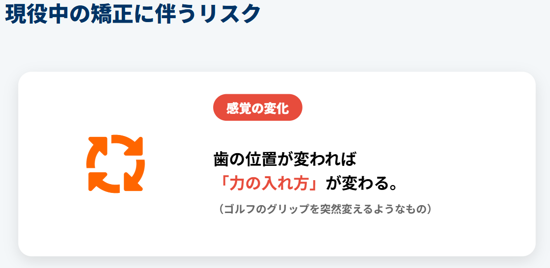歯列矯正によるパフォーマンス変化の懸念