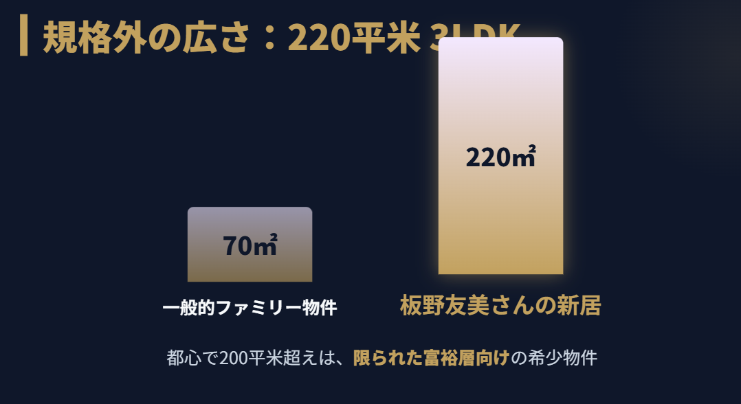 板野友美　自宅　220平米で3LDKという規格外の広さ