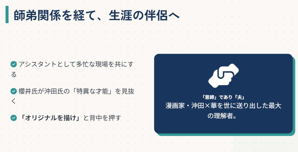 沖田×華　アシスタントを経て結婚に至るまで