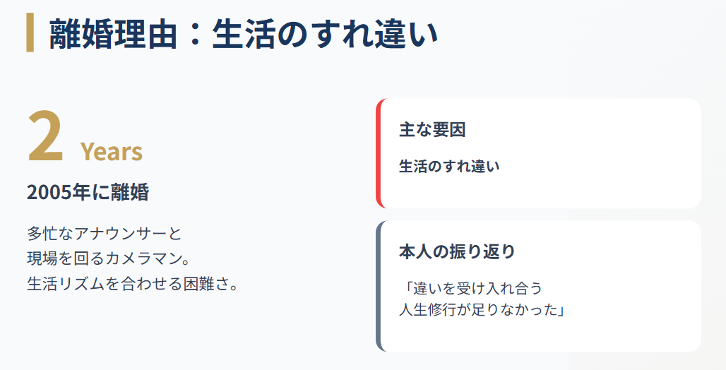 住吉美紀　離婚理由は多忙による生活のすれ違いか