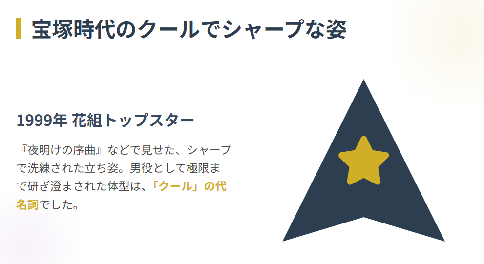 愛華みれ　宝塚で男役を演じた若い頃のクールな姿