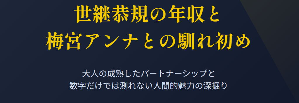 世継恭規の年収と梅宮アンナとの馴れ初め