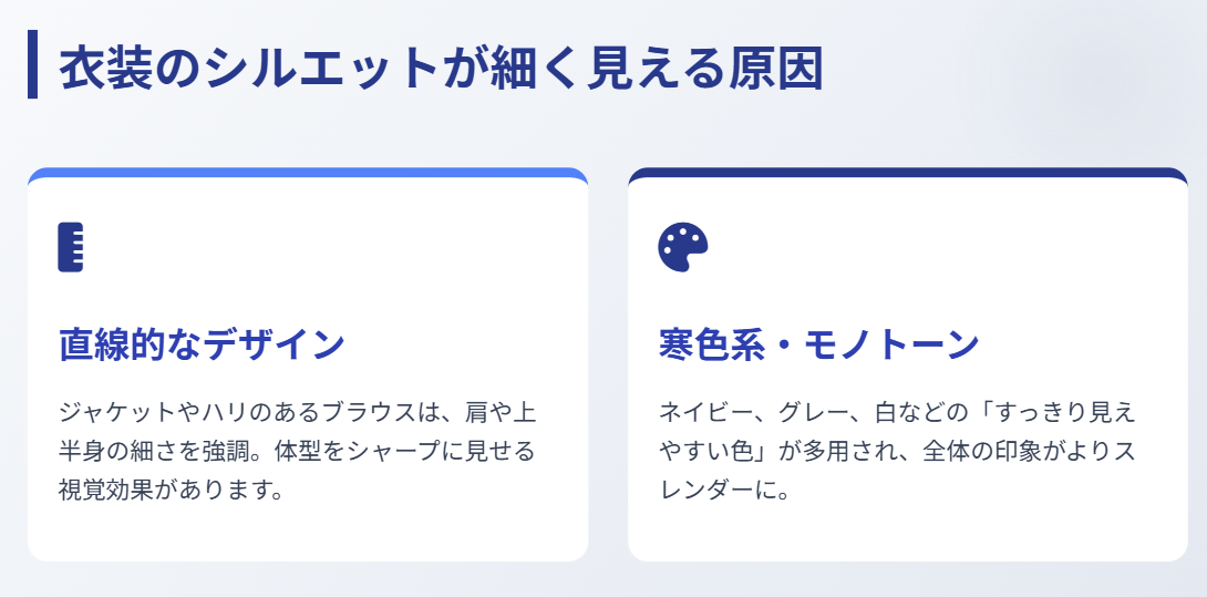 晴山紋音 衣装のシルエットが細く見える原因