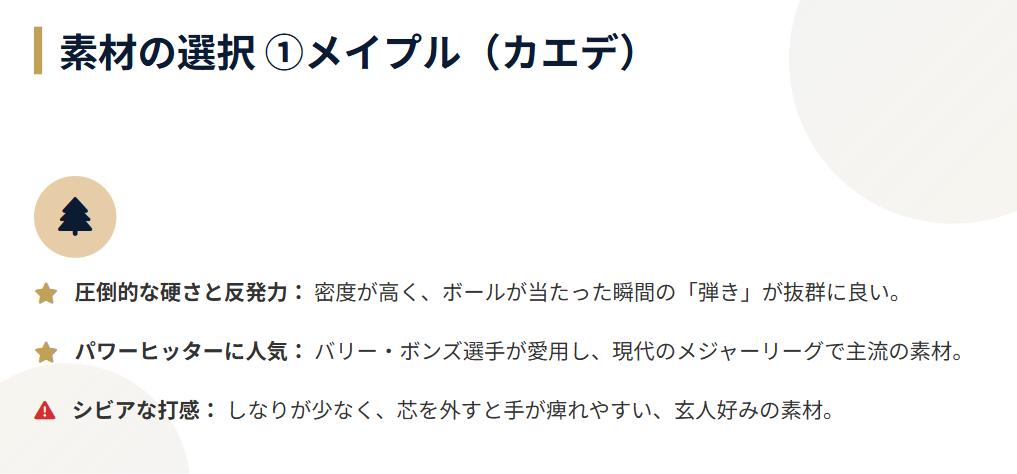 木製バットのバーチとメイプルの違い