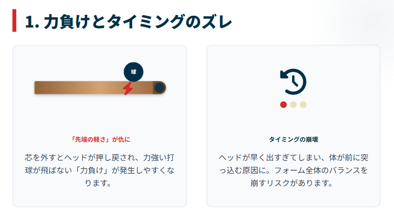 くり抜きバット デメリット 力負けとタイミングのズレ
