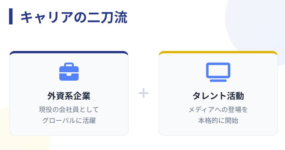 眞木花 現在は外資系会社員としてテレビ出演も