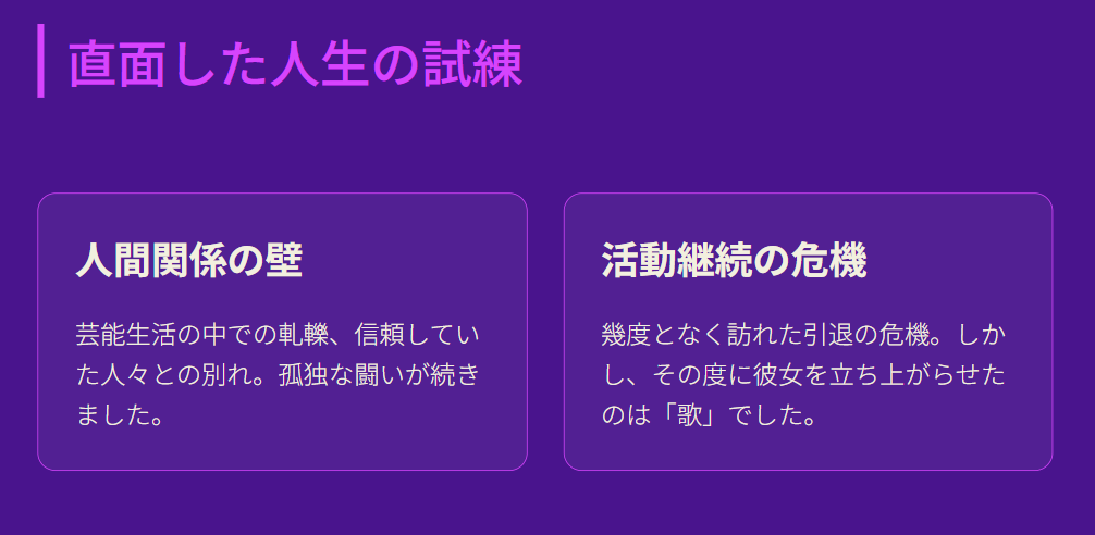 島倉千代子　離婚後に直面した人生の試練と前を向く力