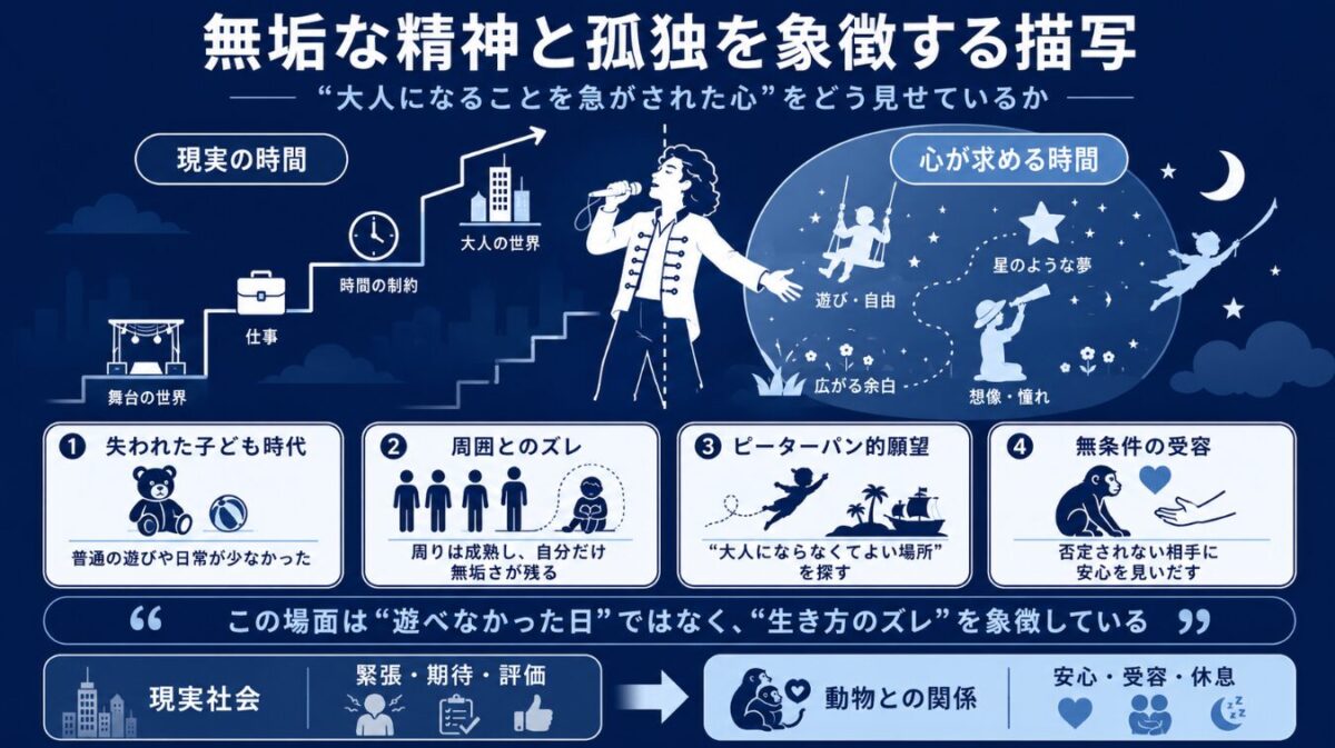 映画「マイケル」でのバブルスとのツイスターシーン　無垢な精神と孤独を象徴する描写