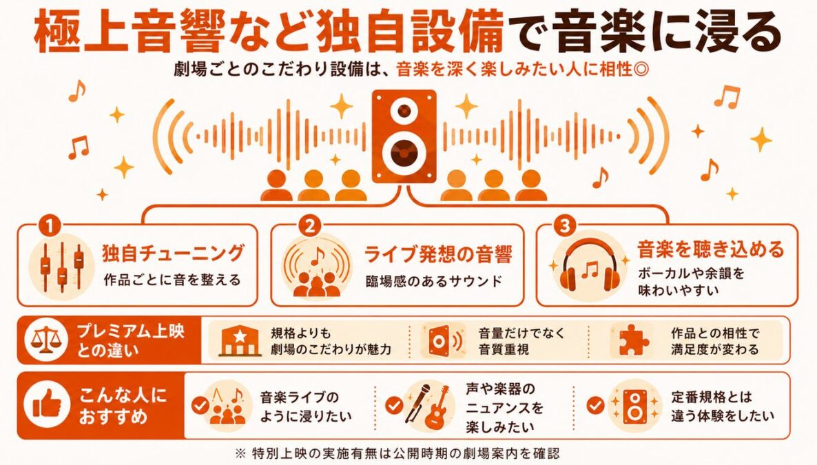 映画マイケル　極上音響など独自設備で音楽に浸る