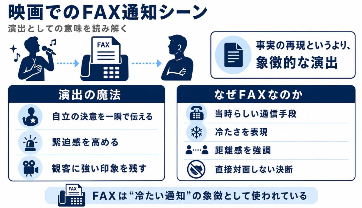 映画マイケルでの父親解雇のFAX通知シーン
