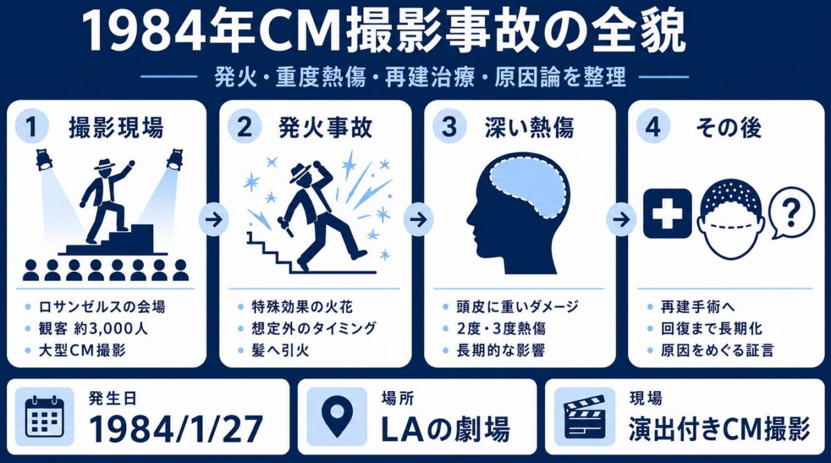 マイケルジャクソンのペプシでのやけどの全貌