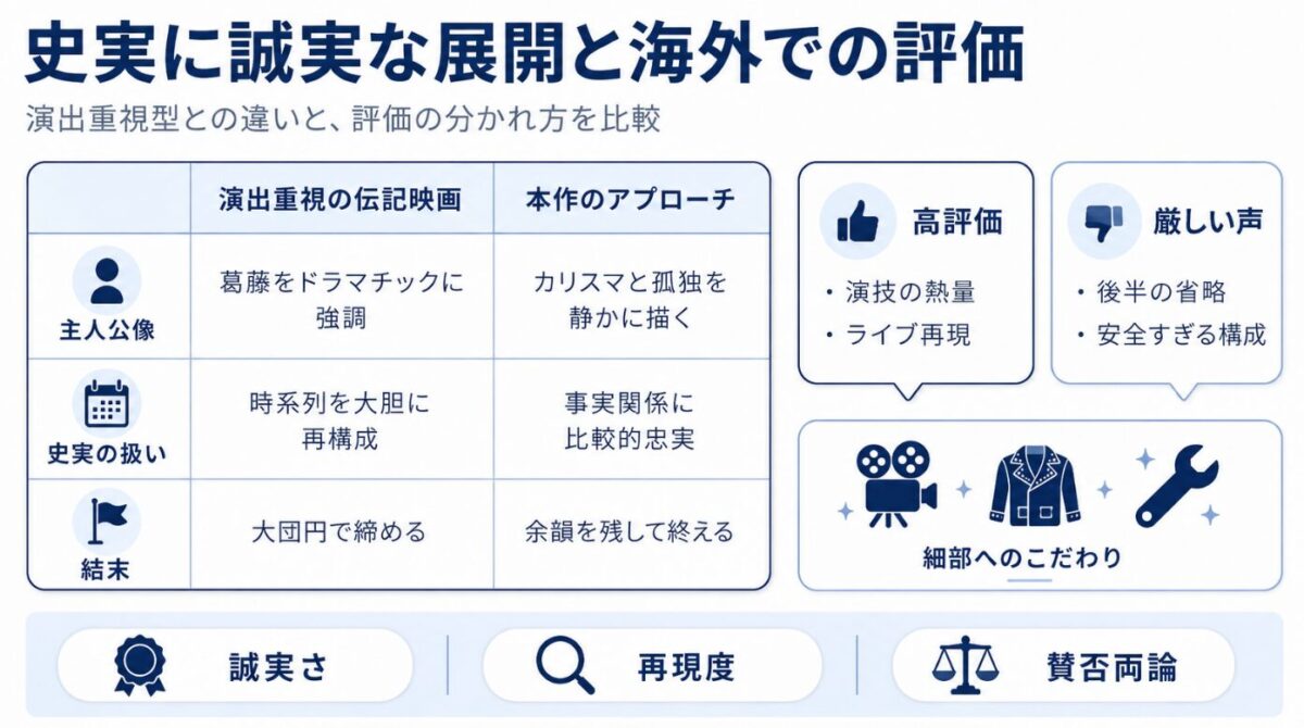 史実に誠実な展開と海外サイトでの評判