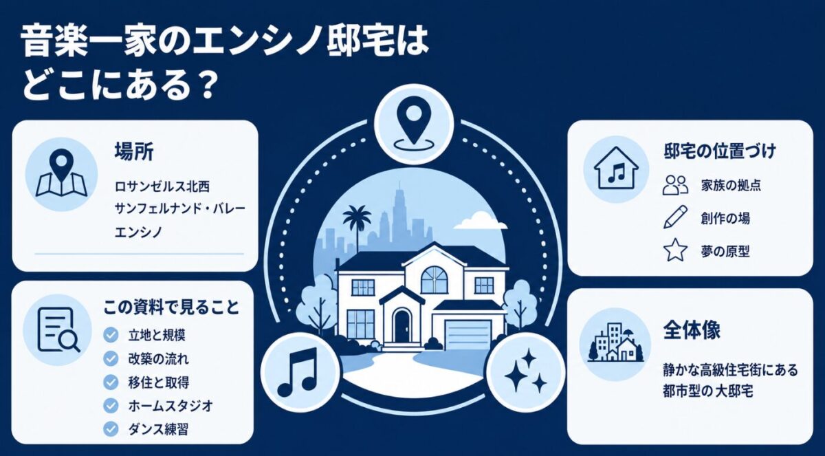 ジャクソン一家のエンシノ邸宅はどこにある？
