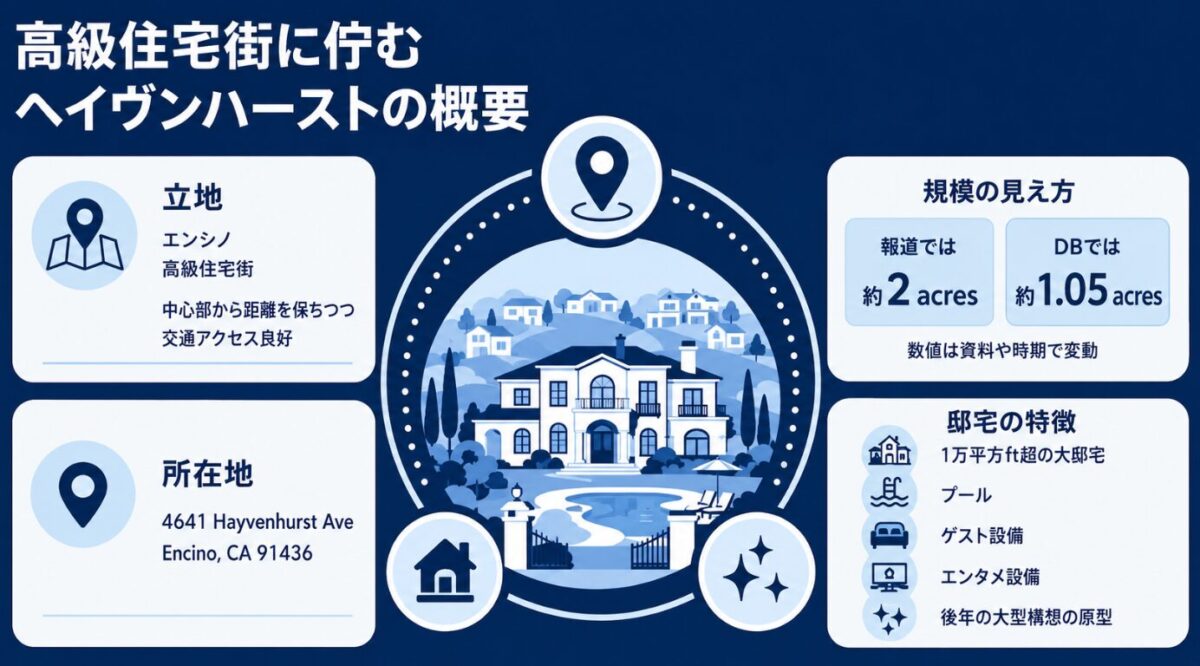ジャクソン一家のエンシノ邸宅はどこ 高級住宅街に佇むヘイヴンハーストの概要