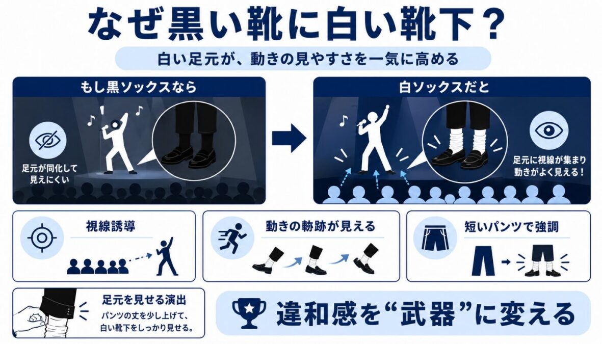 マイケルジャクソンはルーズソックス　なぜ黒い靴に白い靴下を合わせたのか
