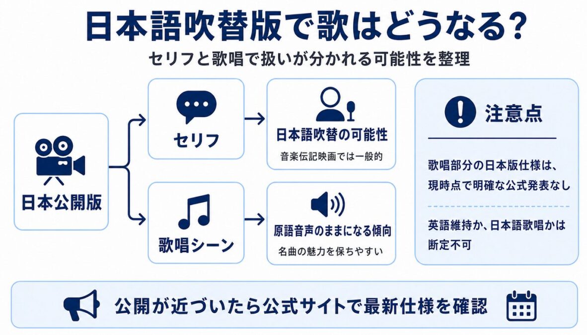 映画マイケルの歌 日本語吹替版での歌唱音声の扱い