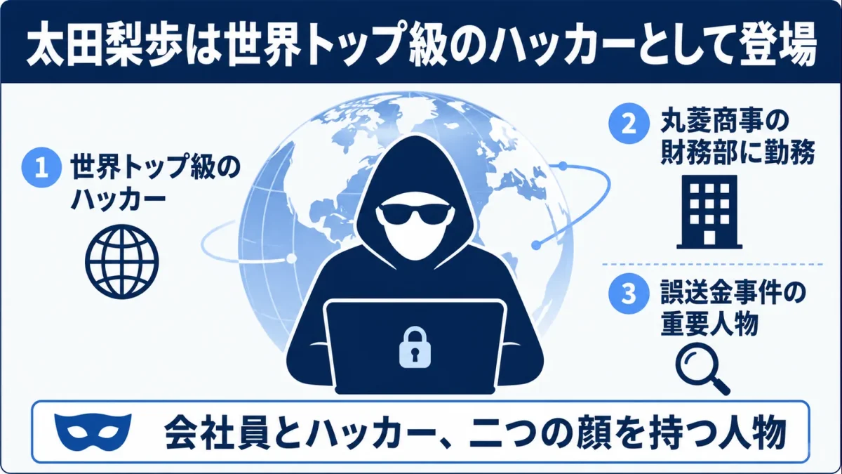 太田梨歩は世界トップ級のハッカーとして登場