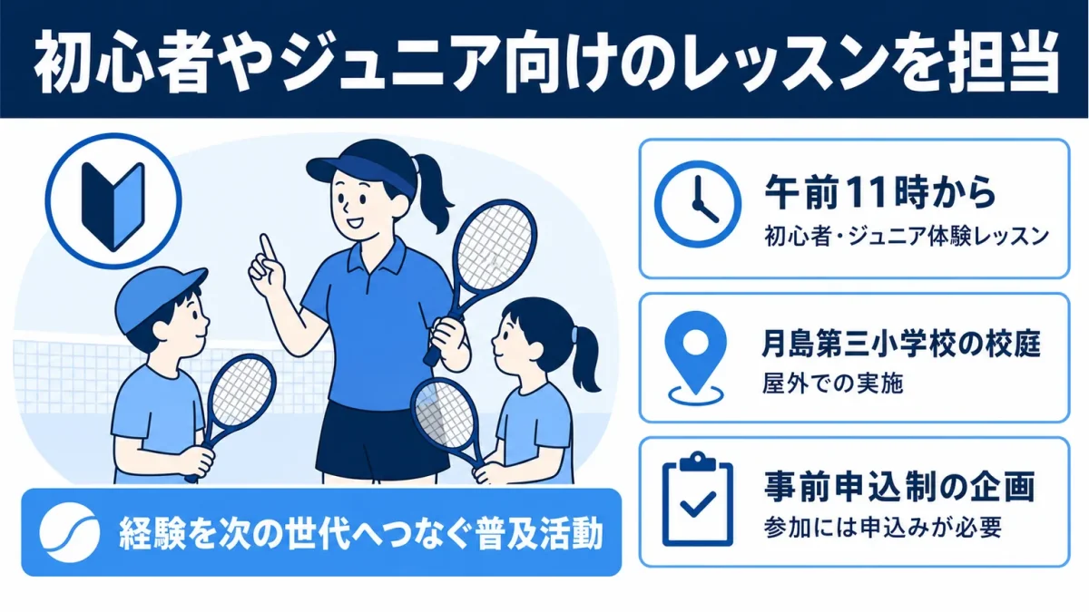 平木理化の現在　初心者やジュニア向けのレッスンを担当